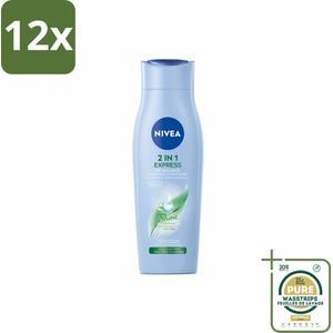 NIVEA 2-in-1 Shampoo + Conditioner Care Express 250 ml - Voordeelverpakking - 12 stuks - Haarverzorging - Macadamia olie