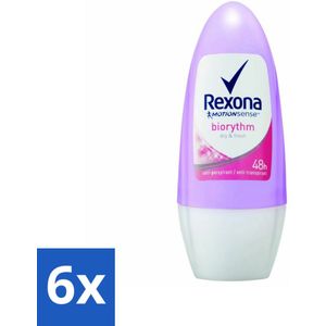 Rexona - Biorythm - Deo Roll-on - Anti-transpirant - Anti-perspirant - 50 ml - Voordeelverpakking - 6 stuks