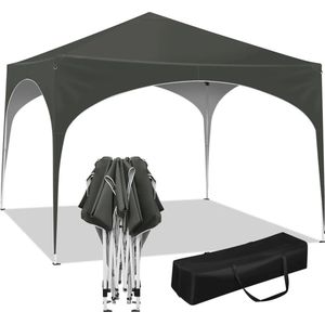 MS® - Partytent - Paviljoen - Waterdicht - Inklapbaar - Met draagtas en extra touw - Extra stevig - 3x3 meter – Grijs