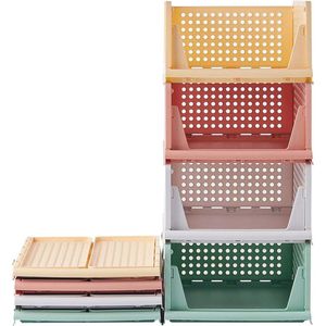4 Stuks Opbergmanden - Stapelbare en Opvouwbare Organisatoren voor Kleding en Huishoudelijke Items