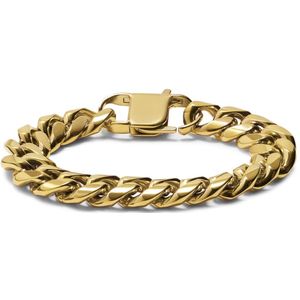 Lucleon - Heren - Roestvrij Staal Schakelarmband - Goudkleurig