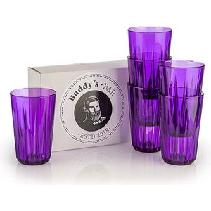 Set van 6, hoogwaardige 0,3 liter Tritan kunststof drinkglazen, BPA-vrij, kristalglas-look, onbreekbare herbruikbare glazen, herbruikbaar en vaatwasmachinebestendig, 300 ml, violet