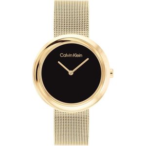 Calvin Klein CK25200012 Dames Horloge - Mineraalglas - Roestvrijstaal - Goudkleurig - Ø 34 mm - Quartz - Druksluiting - 3 ATM (spatwater)