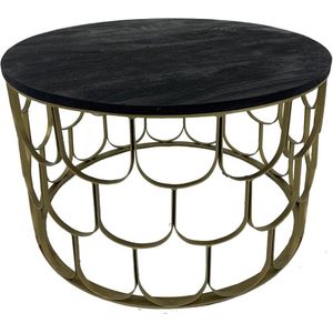 The Nolita Salontafel - Gouden Metalen Frame- Zwart Houten Blad