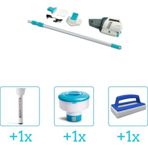 Zwembadonderhoud - Intex Zwembad stofzuiger ZR200 - Oplaadbaar - Handmatig - 28628 inclusief Thermometer - Chloordrijver en Scrubborstel - 4-delig - Geschikt voor alle type zwembaden - Zwembadstofzuiger