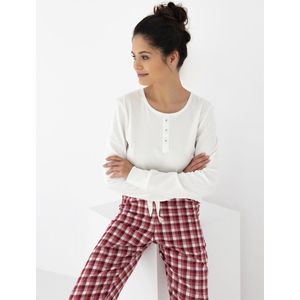 Sensis Warme Dames Pyjama Flanel Interlock Wit Bordeaux Olympia 40 / L