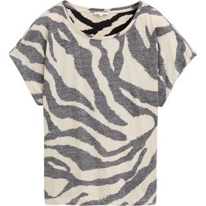 TOM TAILOR T-shirt voor dames, 38146 - Inside Printed Beige Zebra, XL