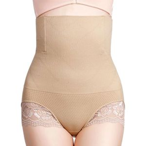 Corrigerende High waist slip Met Kant Voor Dames - Corrigerende Onderbroek - Beige - Maat M/L - Ultrazacht - Corrigerend Ondergoed - Naadloos Ondergoed Dames - Corrigerende String - Shapewear Dames - Lingerie