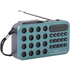 Blauwe draagbare radio op zonne-energie met Bluetooth - ondersteunt FM/AM/SW multiband ontvangst - kan afspelen via TF-kaart en USB-interface - oplaadbaar - luidspreker/kan binnen en buiten worden gebruikt