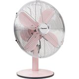 Bestron Tafelventilator 35cm, Ventilator met 3 snelheidsstanden & 75° graden draaifunctie, 35Watt, DFT35R, kleur: Rose