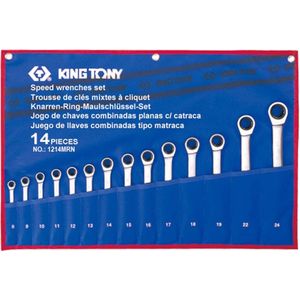 King Tony Professionele Ratelsleutelset - 14-delig - 8/24 mm - Incl. etui