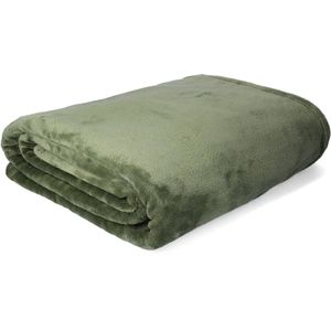 HOMLA Groene deken Zachte comfortabele deken en thermische deken in een Polyestervezeldeken Pluizige beddeken voor slaapbank Bed Minimalistische kleur Olijfgroen 200 x 220 cm