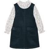 Vertbaudet - Set Overgooier van Fluweel en Blouse van Katoenen Gaas - Meisjes