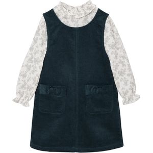 Vertbaudet - Set Overgooier van Fluweel en Blouse van Katoenen Gaas - Meisjes