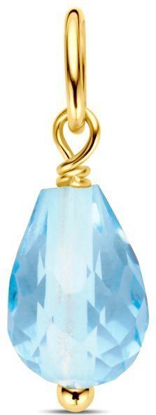 14K - Geelgouden Hanger - Blauw Topaas - 15 mm Hoogte