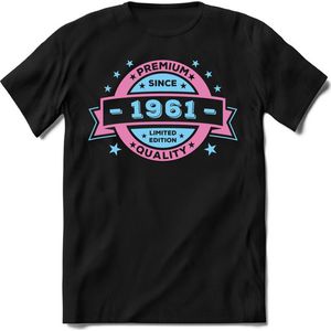 1961 Premium Quality | Feest Kado T-Shirt Heren - Dames | Licht Roze - Licht Blauw | Perfect Verjaardag Cadeau Shirt | Grappige Spreuken - Zinnen - Teksten | Maat 3XL