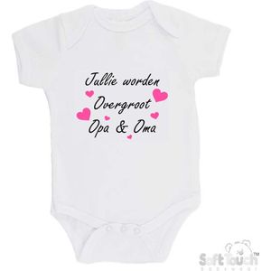 100% katoenen Romper ""Jullie worden overgroot opa & oma"" Unisex Katoen Wit/zwart/roze Maat 56/62 Zwangerschap aankondigen - Bekendmaking zwangerschap - Zwangerschapsaankondiging