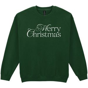 Unisex Trui - Merry Christmas - Kleur groen - Maat XL - Perfect voor informele kerstbijeenkomsten of gezellig bij de open haard