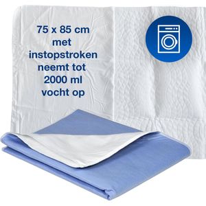 Abena Abri-Soft Wasbare Incontinentie Onderlegger - 1 Incontinentie Matrasbeschermer met Instopstroken - Onderlegger voor op Bed - 75 x 85 cm - 2000 ml absorptie