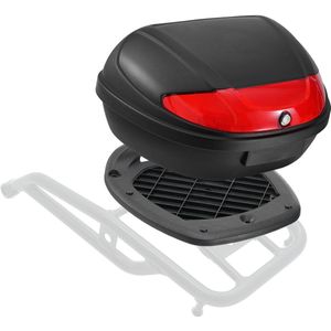 62L Motortopkoffer, universele achterkoffer van duurzaam PP-materiaal, waterdicht, afneembaar, met reflecterend paneel en multi-gatenbodem, past op 99 % van alle motorframes