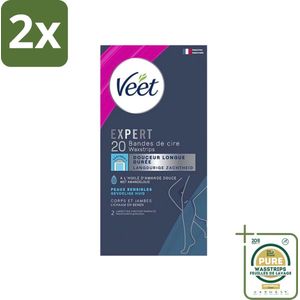 Veet Expertn - Ontharingsstrips - Lichaam & benen - Normale huid - 20 Strips - Voordeelverpakking - 2 stuks - Ontharen lichaam - Ontharingsstrips normale huid