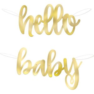 Unique Letterslinger Hello Baby 100 Cm Karton Goud 2-delig