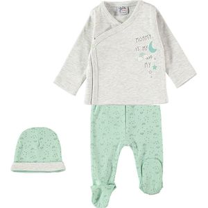 Yatsi - boys baby set with hat - grey mint - jongens baby setje - prematuur - maat 46