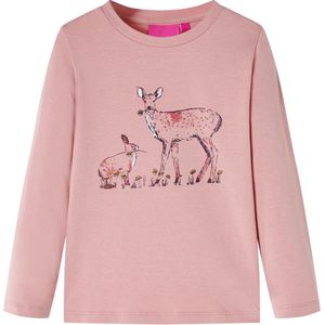 vidaXL - Kindershirt - met - lange - mouwen - 92 - roze