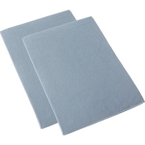 Homescapes Set van 2 Babylakens zonder elastiek – Flanellen Lakens Blauw, 100x150 cm