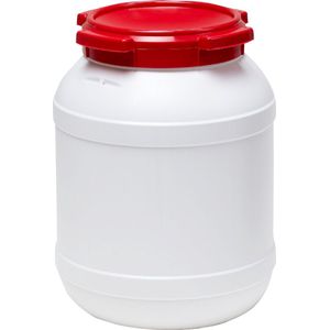 Wijdmondvat - Waterkluis 26 liter wit met rood deksel