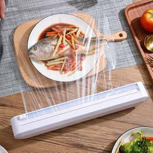 Mrs. Jones Wikkeldispenser Snijder Vershoudfoliedispenser Zuignap Keuken Voedsel Versheid Foliesnijder Plastic Wikkeldispenser Blikfolie Restaurant (Wit) .