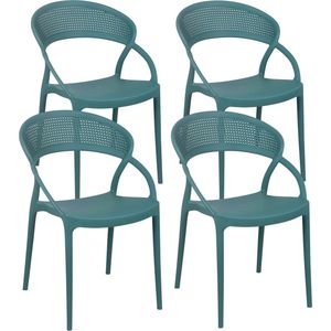 Oviala - Set van 4 donkergroene terrasstoelen