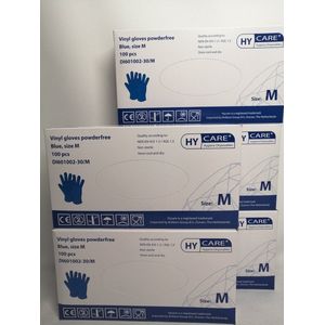 Vinyl Handschoenen - Poedervrij - Blauw - 100 Stuks - Maat M - Voordeel Set 5 x 100 Stuks
