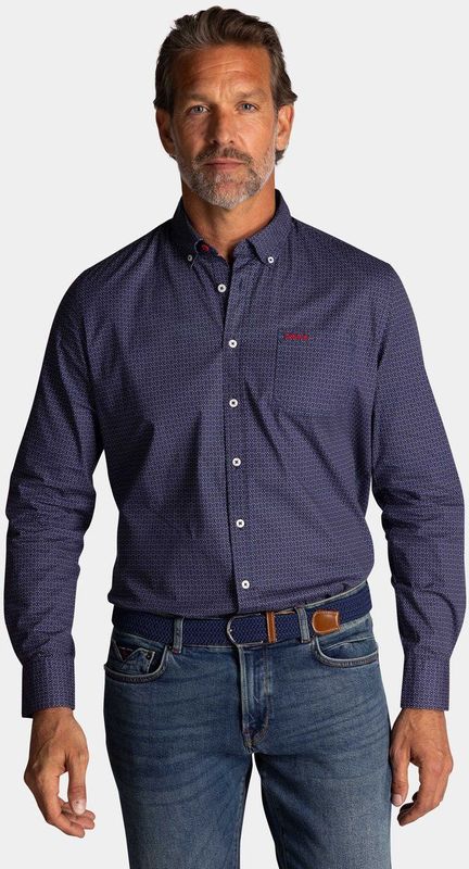 NZA - Katoenen Stretch Overhemd - Blauw - Regular Fit