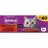 Whiskas 1+ - Classic - Kattenvoer natvoer - Selectie in saus - maaltijdzakjes 40 x 85 g