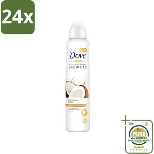Dove - Deodorant - Coconut & Jasmine Flower - Tropisch en verzorgend - 250 ml - Voordeelverpakking - 24 stuks - Antitranspirant - Deodorant spray