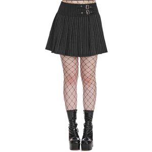 Banned - Black Core Pinstripe Skater Rok - 4XL - Zwart/Wit
