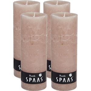 SPAAS Kaarsen - Rustieke kaarsen 68/190 mm - Stompkaars - 95 branduren - Beige - 4 stuks - Voordeelverpakking