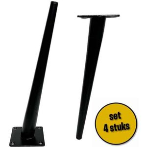 4 stuks schuine stalen pootjes 40cm zwart