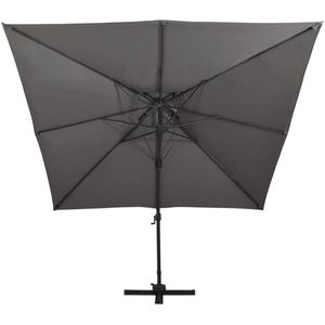 vidaXL Zweefparasol met dubbel dak 300x300 cm antracietkleurig - Zweefparasol - Zweefparasols - Parasol - Tuinparasol