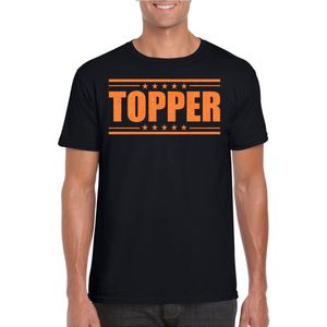 Bellatio Decorations Verkleed T-shirt voor heren - topper - zwart - oranje glitters - feestkleding
