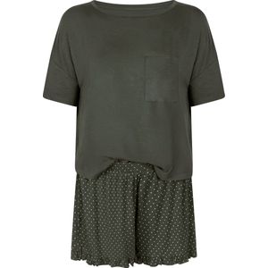Hunkemöller - Jersey Pyjamaset - Groen - Short en T-shirt