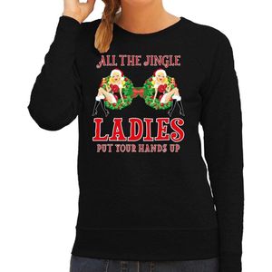 Foute kersttrui / sweater zwart - All the jingle ladies / single ladies / borsten voor dames - kerstkleding / christmas outfit 2XL