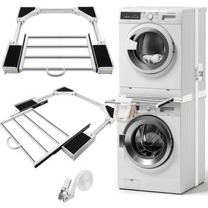 Universeel Verbindingsframe Wasmachine-Droger - Verstelbare Maat (53-68 Cm) - Stapelframe Wasmachine- & Drogeraccessoires