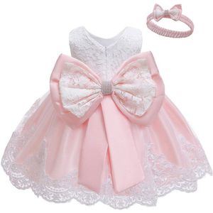 Kanten jurk voor babymeisjes - Strik en bloemen voor speciale gelegenheden