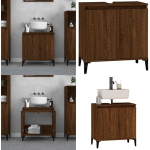vidaXL Wastafelkast 58x33x60 cm bewerkt hout bruin eikenkleur - Badkamer Wastafelkast - Badkamer Wastafelkasten - Wastafelkast - Badkamer Wastafel Kast