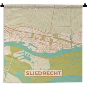 Wandkleed - Wanddoek - Kaart - Plattegrond - Stadskaart - Sliedrecht - 60x60 cm - Wandtapijt