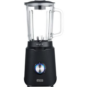 MOA Blender - Smoothie Maker met 1,5L Glazen Kan - Voor Ijs, Bevroren Fruit, Noten - Mini - 1000W - RVS - Zwart