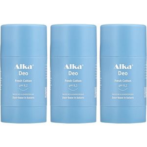 Alka® Deo Fresh Cotton - 3 x 30 ml - Basische Deo pH 8,2 - Vegan & Natuurlijke en Gezonde Deodorant - 0% Aluminium - Deodorant Stick - Unisex