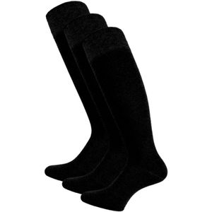 SQOTTON - Katoenen Kniekousen - Zwart - Set van 3 Paar - Naadloos - Drukvrije Boord